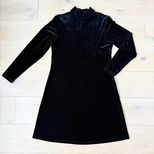 Jacqueline Ferrar Black Velvet Mock Neck Long Sleeve Short Dress Whimseygoth 8